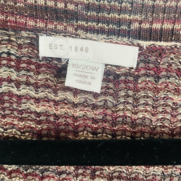 Est. 1946 woman thin knit blouse top size 18/20W brown dolman sleeve stretch - Picture 7 of 8